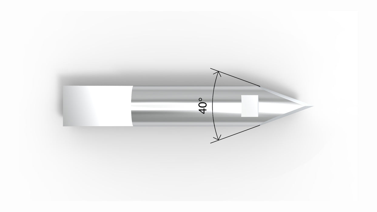 Detail view of precision replacement blades compatible with Zünd Z3 / 3910333 and K3 for cutting vinyl and polycarbonate, from Flatbed Tools