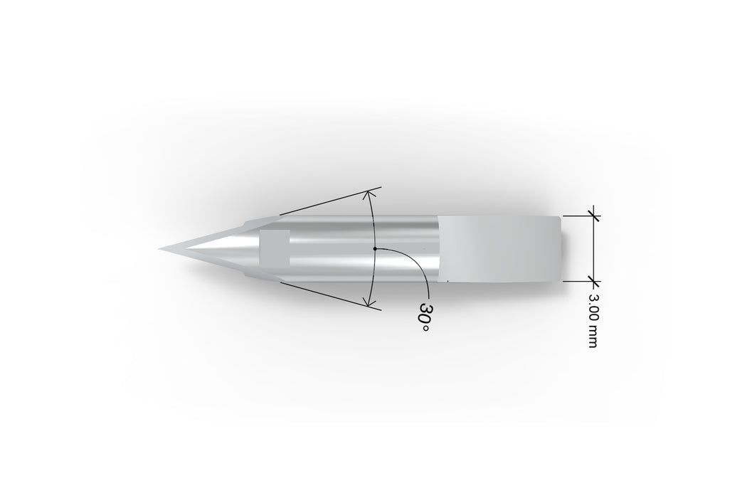 Detail view of precision replacement blades compatible with Zünd Z2 / 3910110 and K2 for cutting vinyl and polycarbonate, from Flatbed Tools