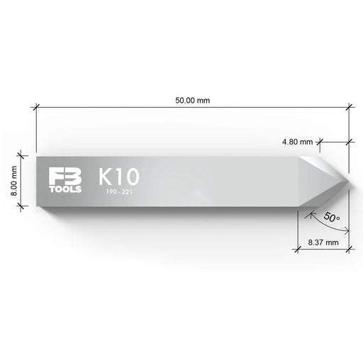 K10 double edge drag blade replaces Zund Z10 - dimensions view