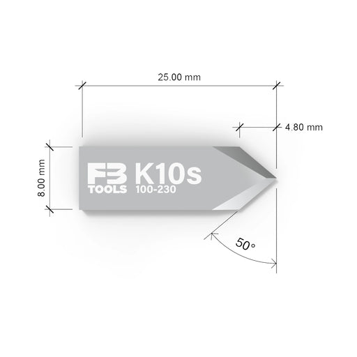 K10s double edge drag blade replaces Zund Z10 3910301 - measurements view