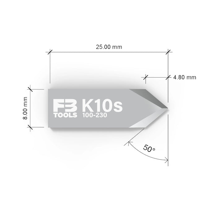 K10s double edge drag blade replaces Zund Z10 3910301 - measurements view