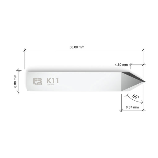 K11 drag blade replaces Zund Z11 - dimensions view
