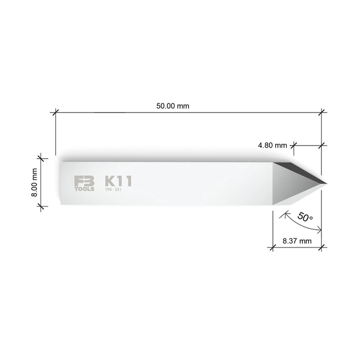 K11 drag blade replaces Zund Z11 - dimensions view