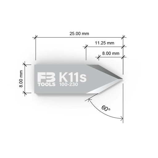 K11s double edge drag blade replaces Zund Z11 - top view