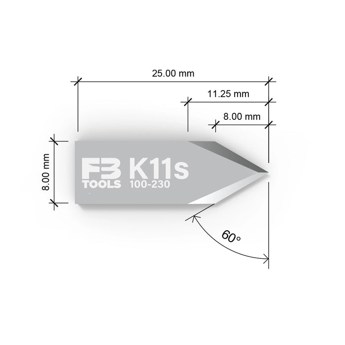 K11s double edge drag blade replaces Zund Z11 - top view