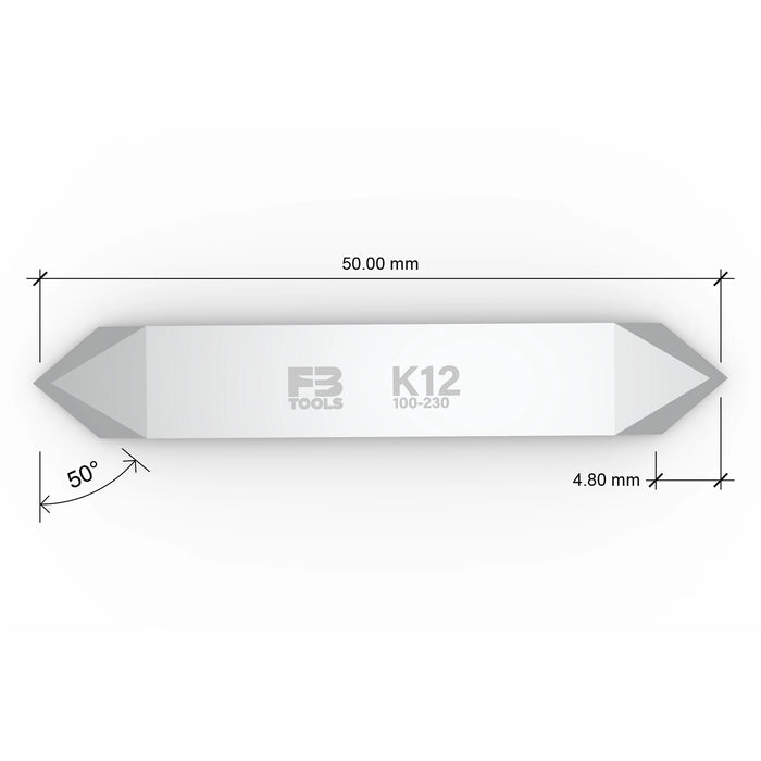 K12 double edge drag blade replaces Zund Z10 3910301 - dimensions view
