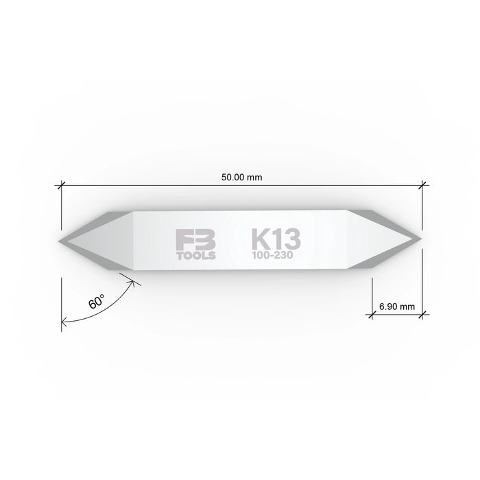 K13 double edge drag blade replaces Zund Z11 - dimensions view