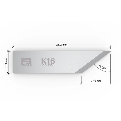 K16 drag blade replaces Esko BLD-SF216 - dimensions view