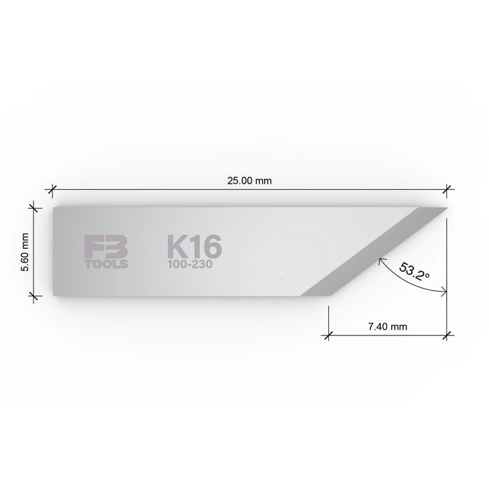 K16 drag blade replaces Esko BLD-SF216 - dimensions view