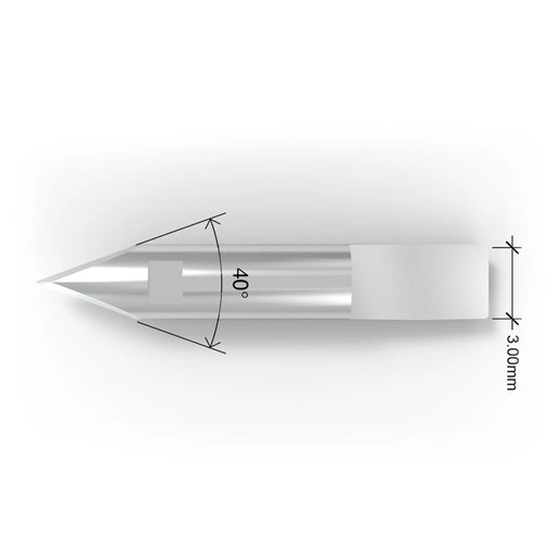 K1 round drag blade compatible with Zund Z1 - top view with measurements
