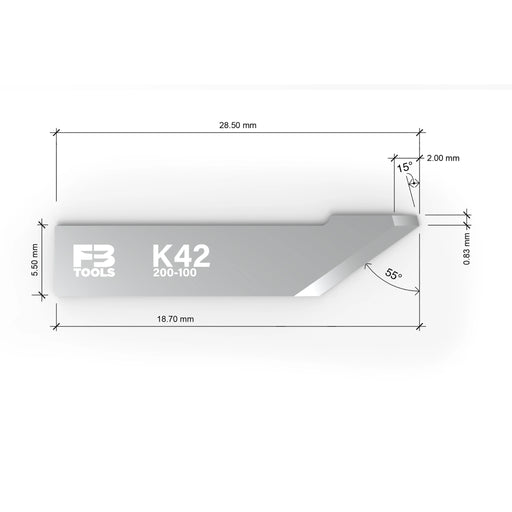 K42 flat stock blade replaces Zund Z42 - dimensions