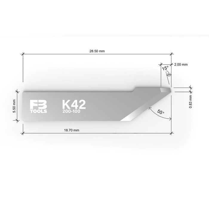 K42 flat stock blade replaces Zund Z42 - dimensions
