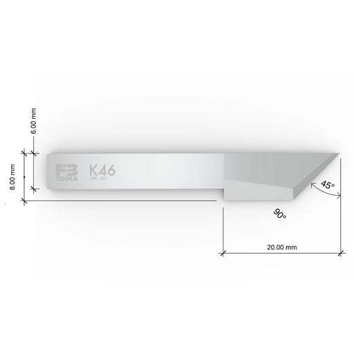 K46 drag blade replaces Zund Z46 and Esko BLD-SF346 - dimensions