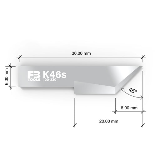 K46s drag blade replaces Zund Z46 - dimensions