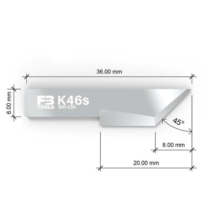 K46s drag blade replaces Zund Z46 - dimensions