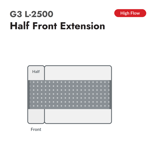 G3 L-2500 High Flow conveyor belt for Zund, half front extension, configuration diagram