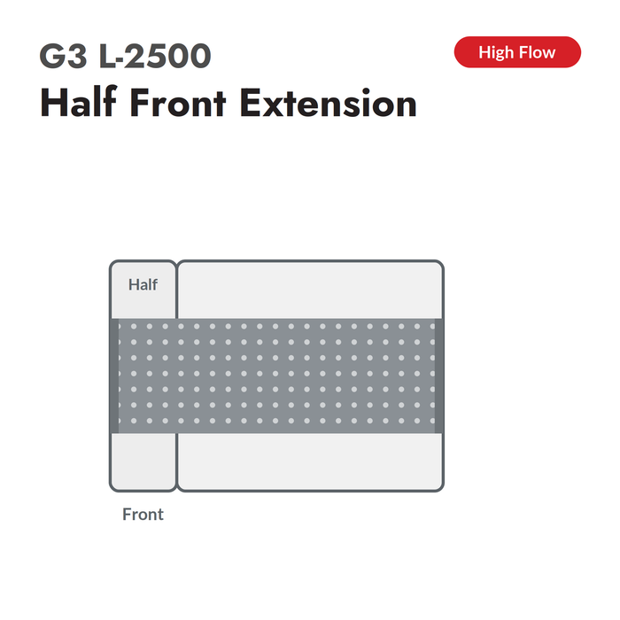 G3 L-2500 High Flow conveyor belt for Zund, half front extension, configuration diagram