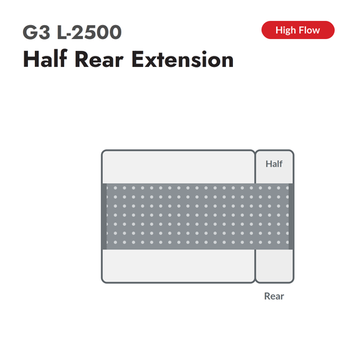 G3 L-2500 High Flow conveyor belt for Zund, half rear extension, configuration diagram