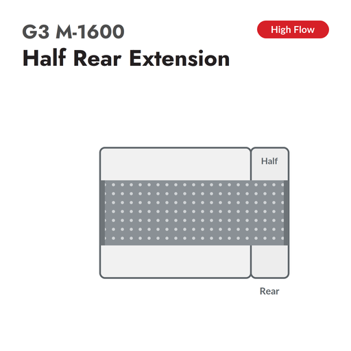 G3 M-1600 High Flow conveyor belt for Zund, half rear extension, configuration diagram